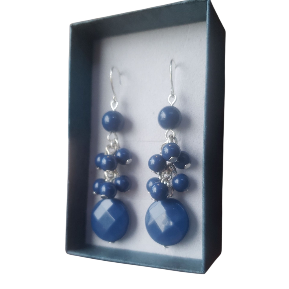 Elegant Blue Beaded Earrings